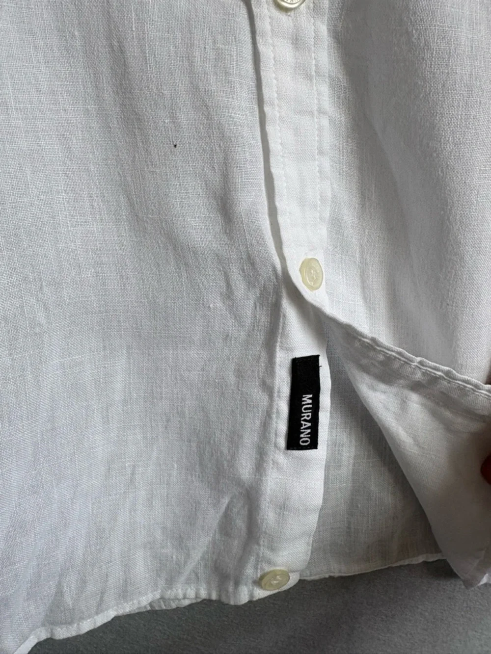 Murano White Long-Sleeve 100% Linen Casual Button-Down Shirt or Coverup sz M - Picture 3 of 7